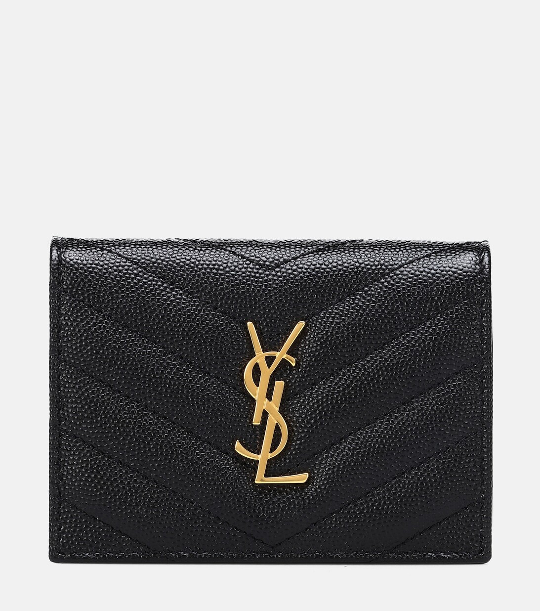 

Кожаный кошелек с монограммой Saint Laurent, черный