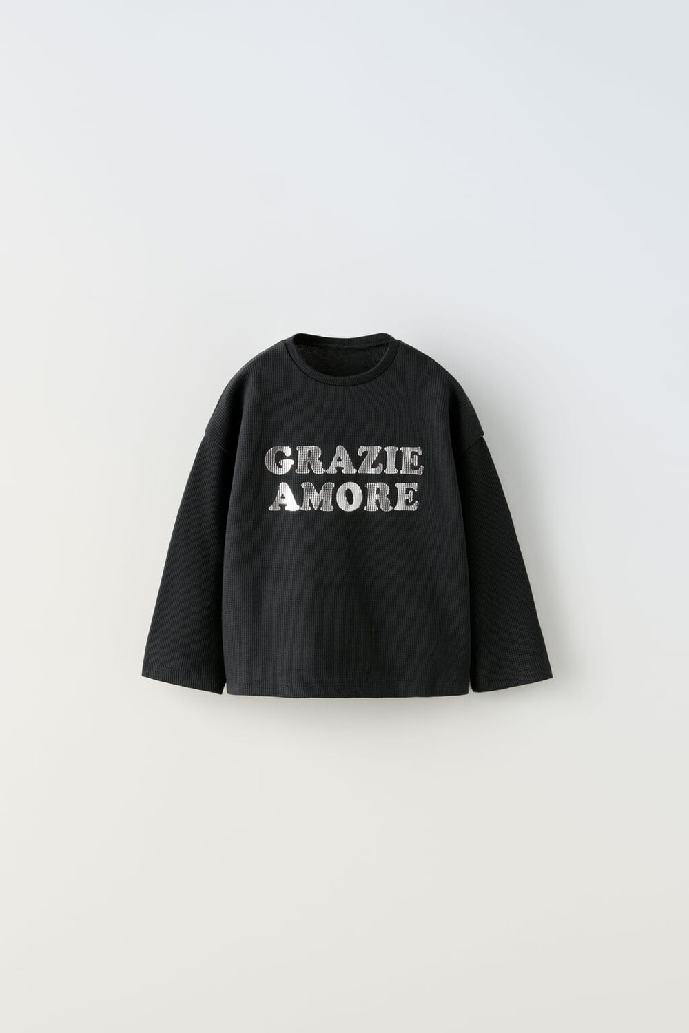 

Футболка с вафельной текстурой со слоганом ZARA, черный