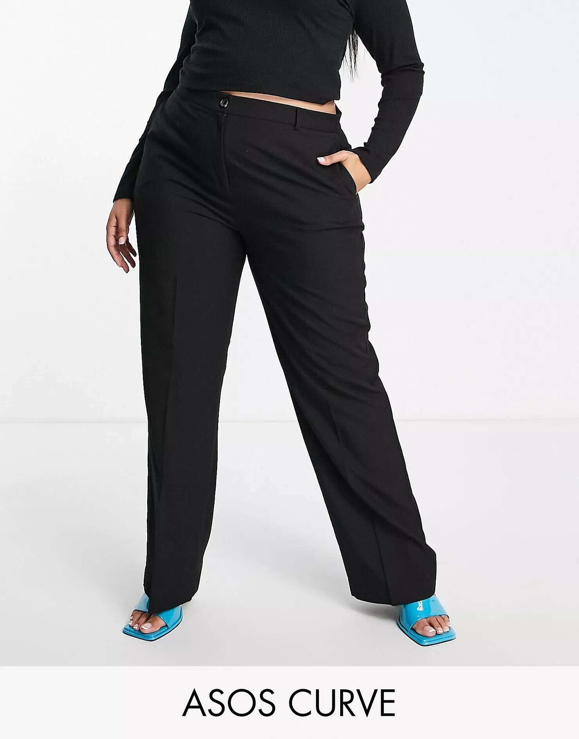 

Черные узкие прямые костюмные брюки ASOS Curve Mix & Match, Черный
