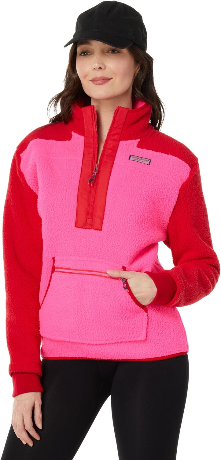 

Толстовка Vineyard Vines Color-Blocked Sherpa Supershep, цвет Neon Crazy Pink