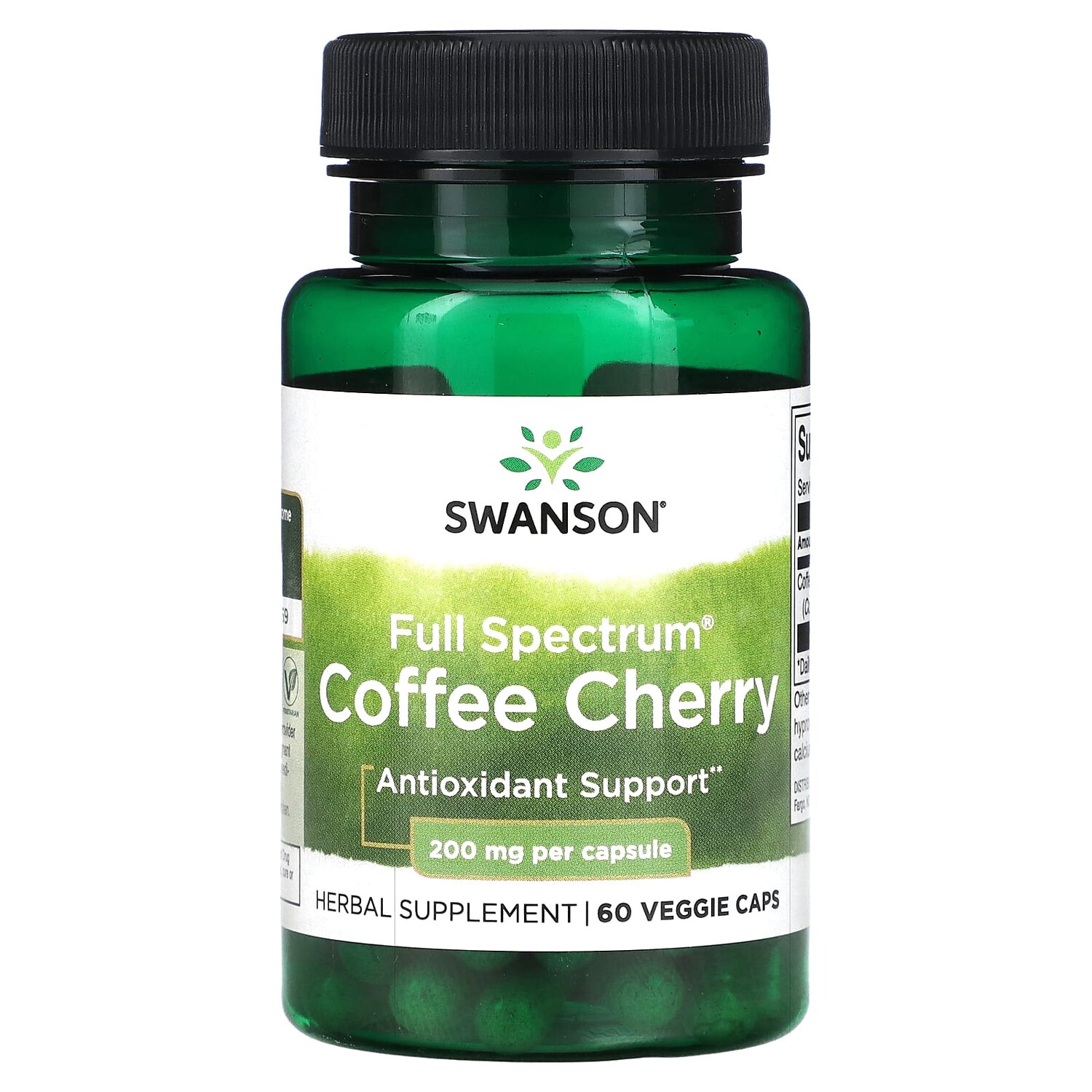 

Full Spectrum Coffee Cherry, 200 мг, 60 вегетарианских капсул, Swanson