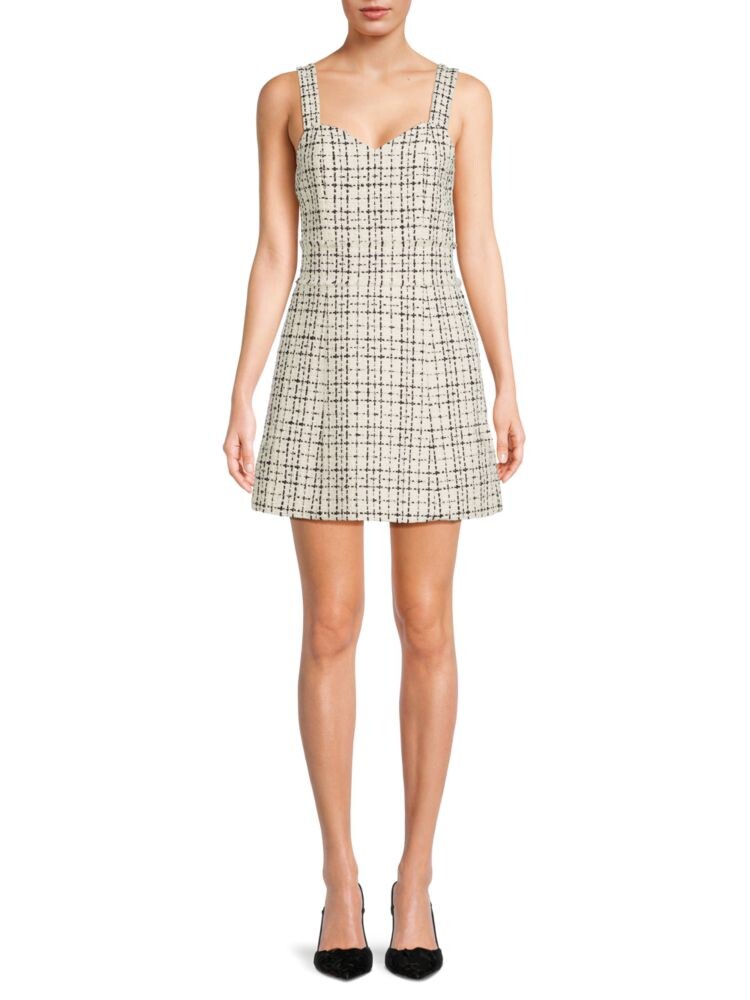

Твидовое платье мини-трапеции Decker из смесовой шерсти Alice + Olivia, цвет White Multicolor