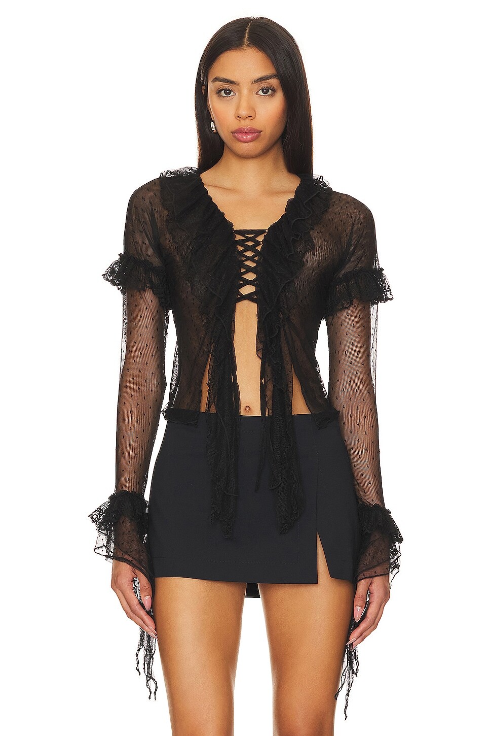 

Блузка Jaded London Flamenco Frill Tulle, черный