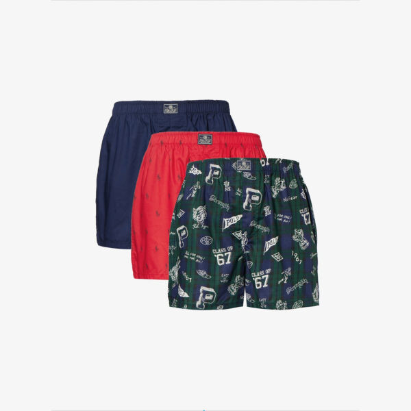 

Набор из трех хлопковых боксеров с графическим принтом Polo Ralph Lauren, мультиколор