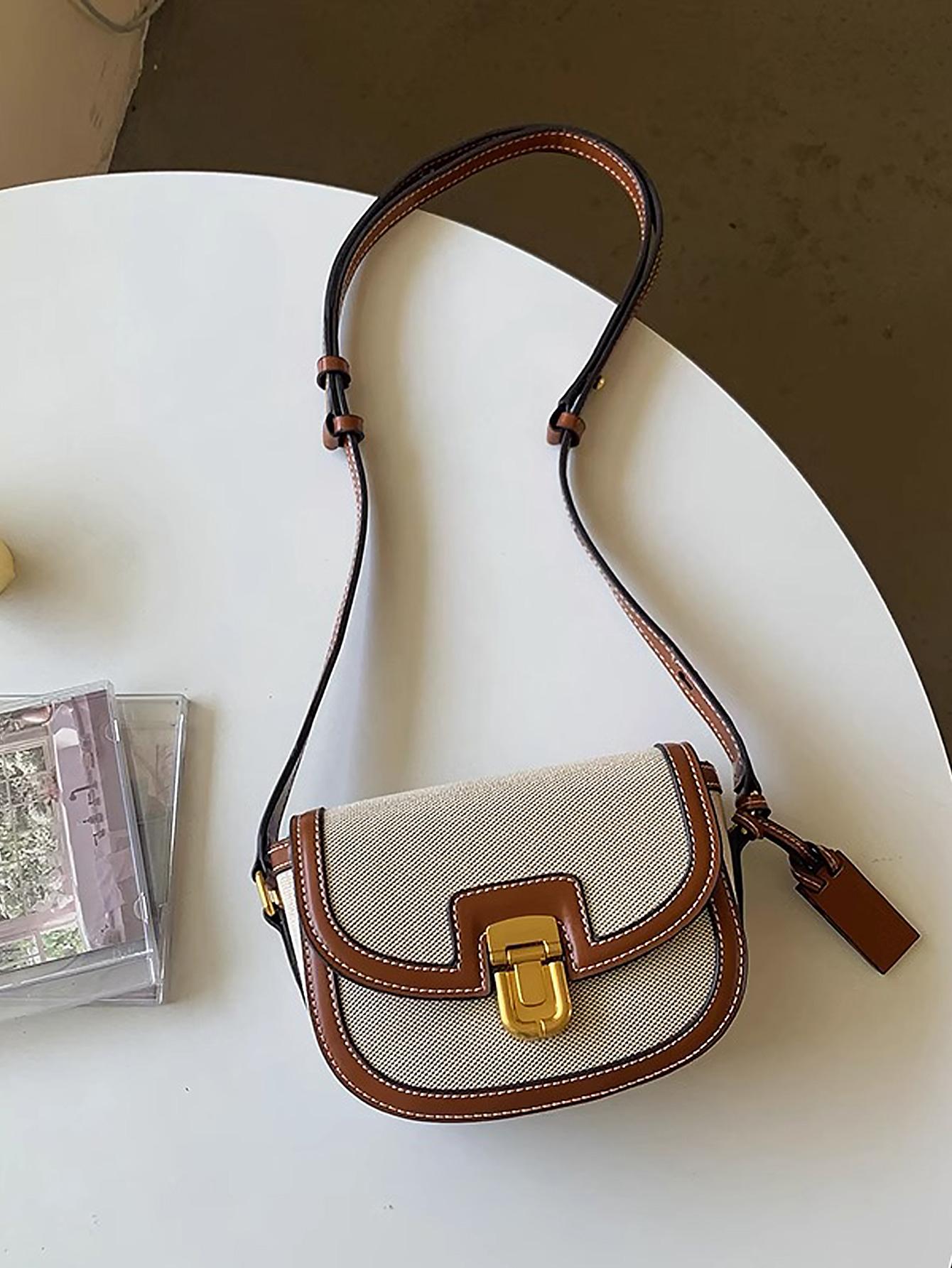 рюкзак на плечо 17 дюймов в винтажном стиле для путешествий Новая модная седельная сумка с цветными блоками, абрикос