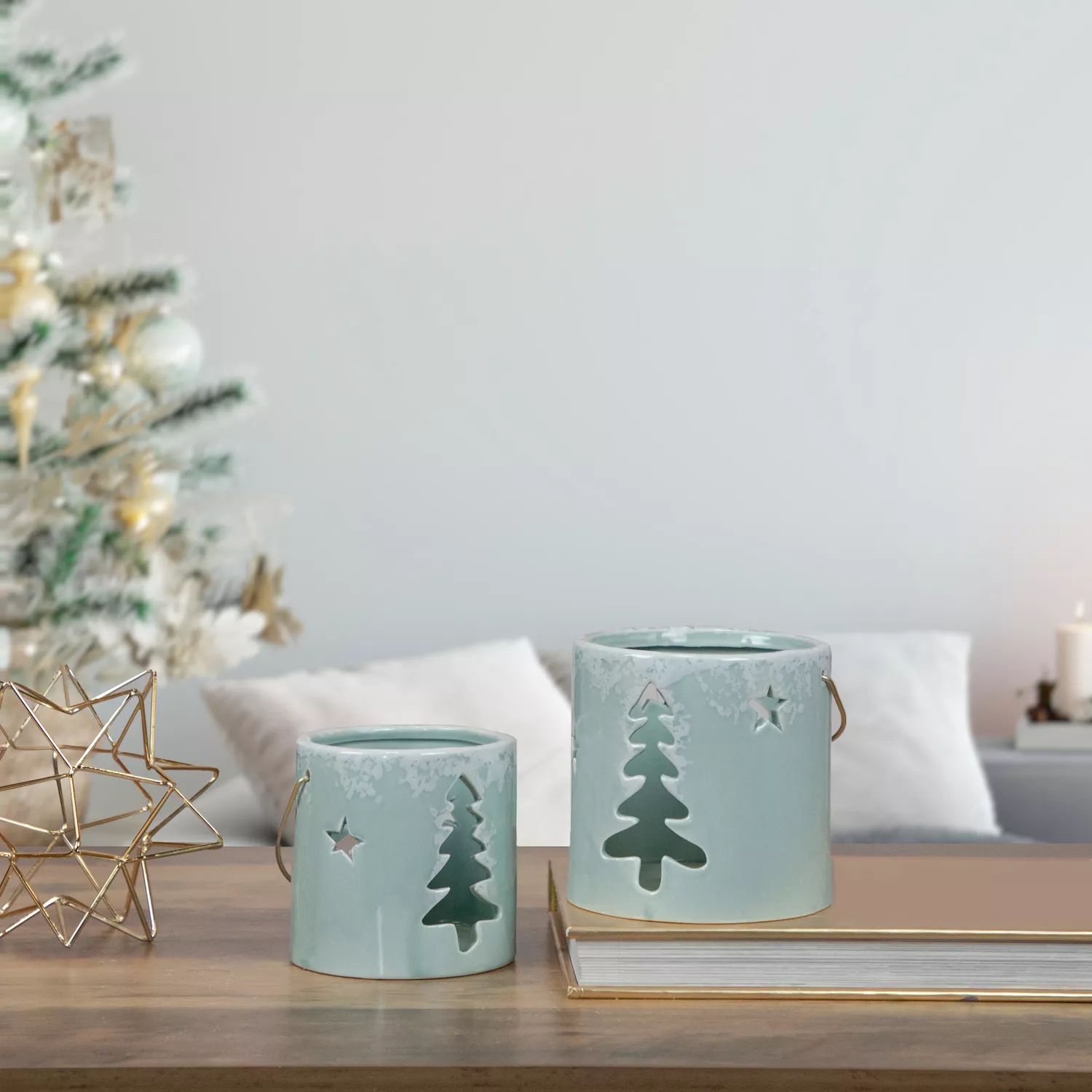 3,75-дюймовый подсвечник для чайной свечи с вырезом в виде зеленой рождественской елки