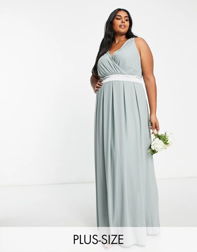 

Зеленое платье макси с бантом на спине TFNC Bridesmaid