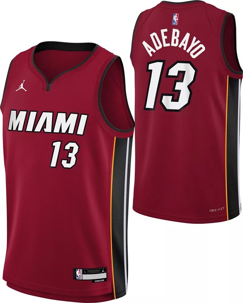 

Jordan Красная майка Nike Youth Miami Heat Bam Adebayo #13 Dri-FIT Swingman