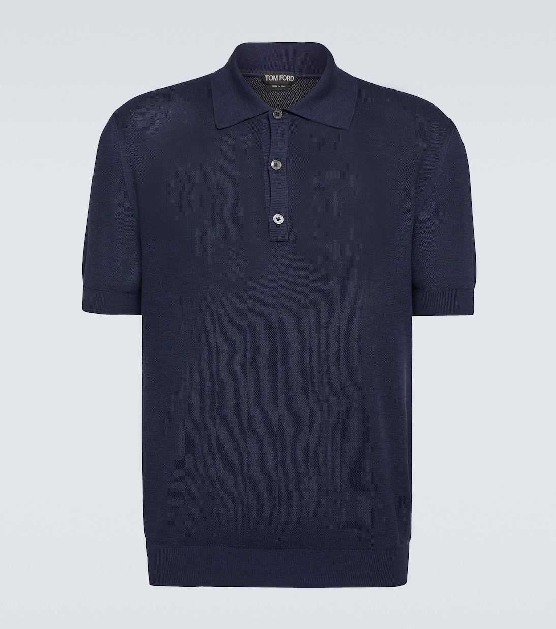 Рубашка-поло из смесового шелка Tom Ford, синий