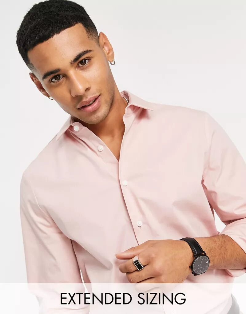 Светло-розовая узкая рубашка ASOS