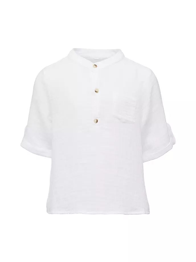 Рубашка на пуговицах Frankie Seersucker для маленьких мальчиков и мальчиков Snapper Rock, белый