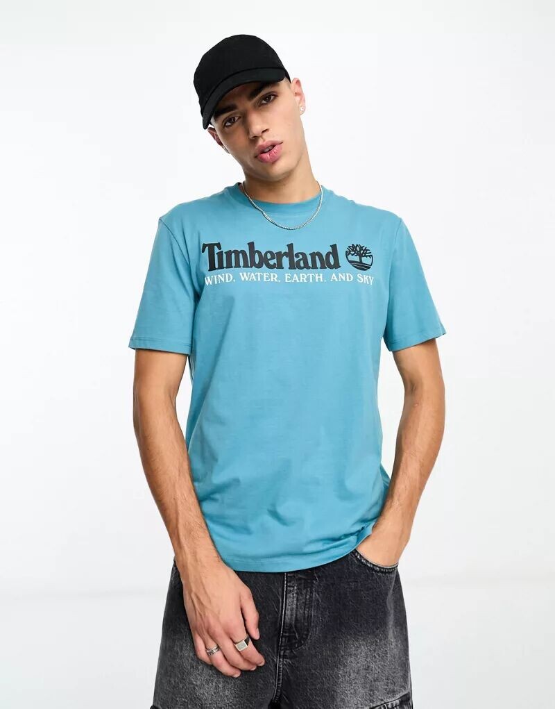 

Синяя футболка с логотипом в стиле ретро Timberland YC