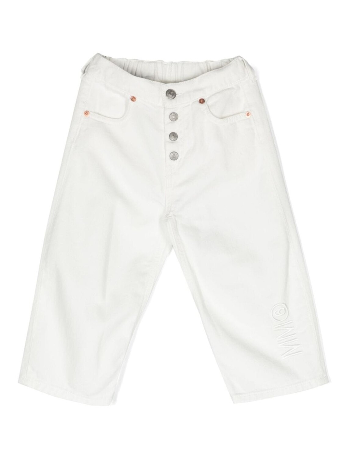 

MM6 Maison Margiela Kids широкие джинсы с вышитым логотипом, белый