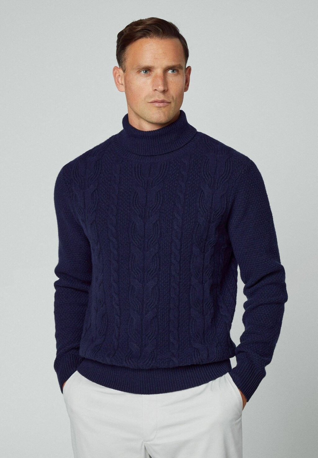

Свитер Cable Roll Neck Hackett London, цвет navy
