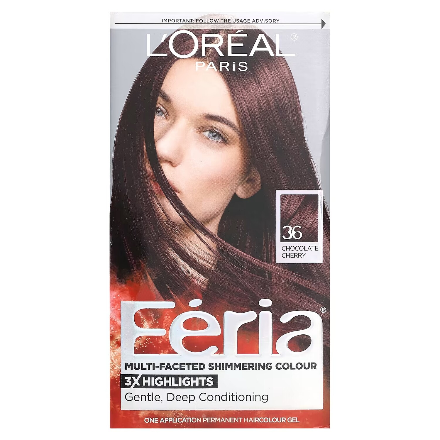 

Многогранная мерцающая краска L'Oréal Feria с кондиуионером, шоколадная вишня