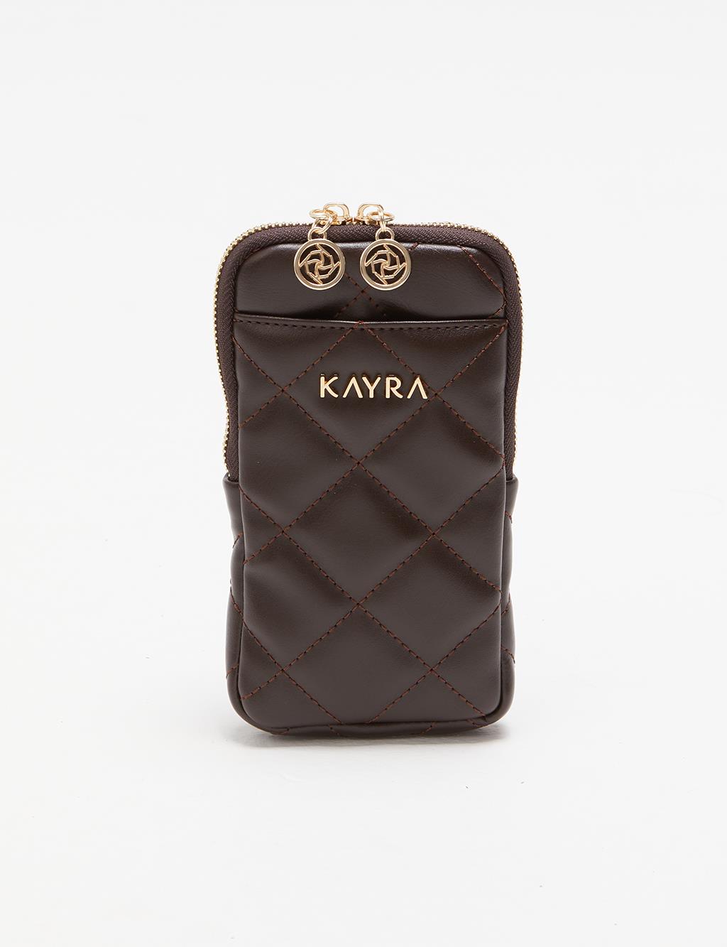 Стеганая сумка-кошелек Темно-коричневая Kayra