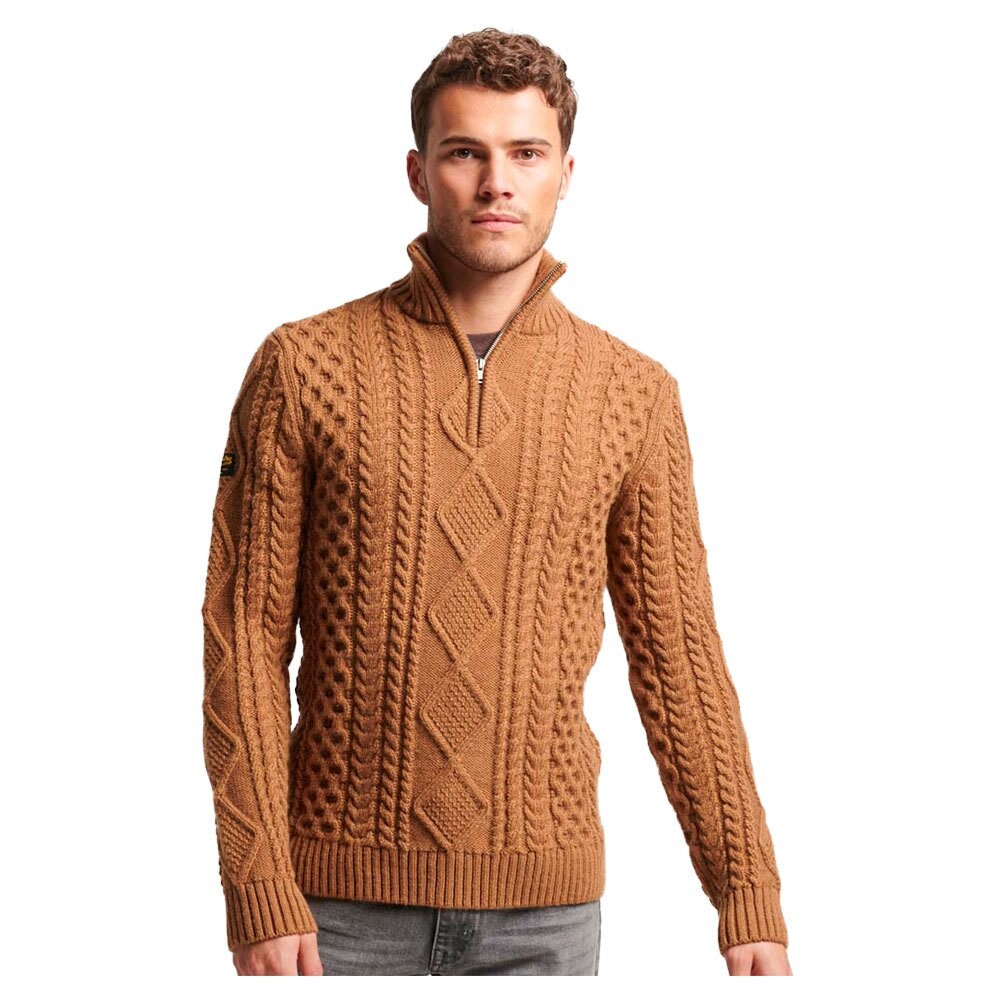 

Свитер Superdry Vintage Jacob Henley Half Zip, коричневый