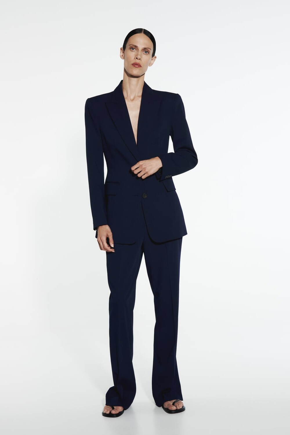 

Брюки с высокой талией ZARA, синий
