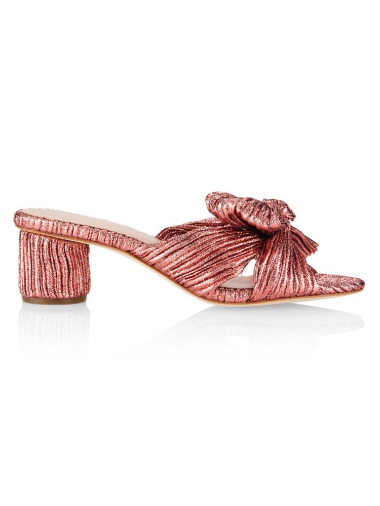 

Плиссированные мюли Lamé с завязками Emilia 50MM Loeffler Randall, цвет Metal Rose