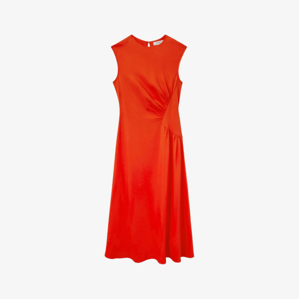 цена Платье миди stacy со сборками на талии Reiss, оранжевый