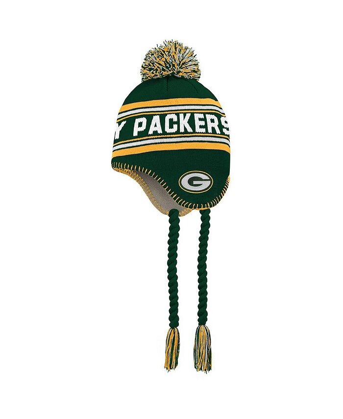 

Зеленая и золотистая вязаная шапка Green Bay Packers для мальчиков и девочек дошкольного возраста с кисточками и помпоном Outerstuff, зеленый/золотой