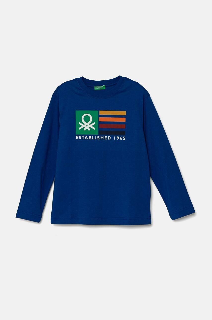 

Хлопковая рубашка с длинными рукавами United Colors of Benetton для мальчиков, синий