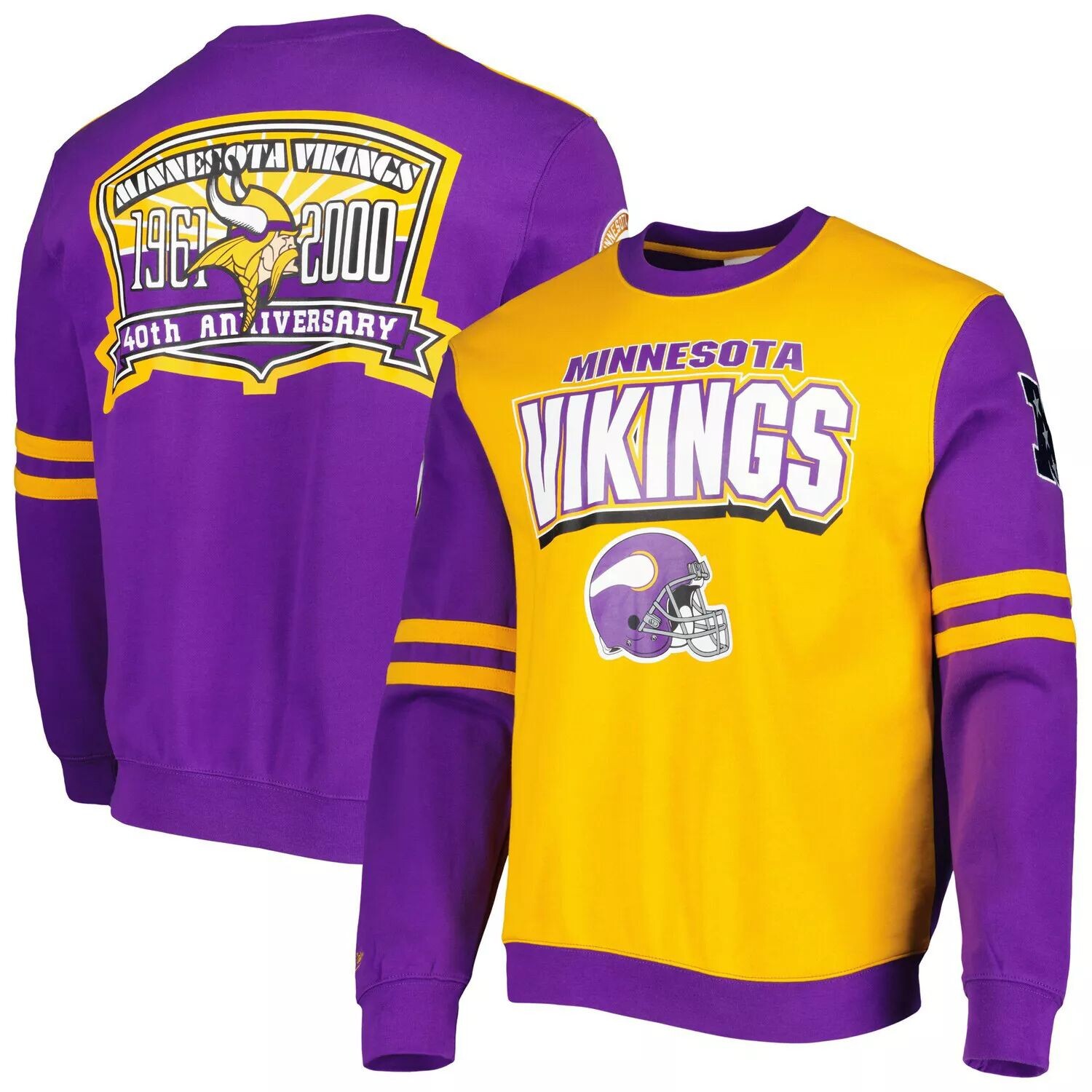 

Мужской пуловер Mitchell & Ness Gold Minnesota Vikings All Over 2.0