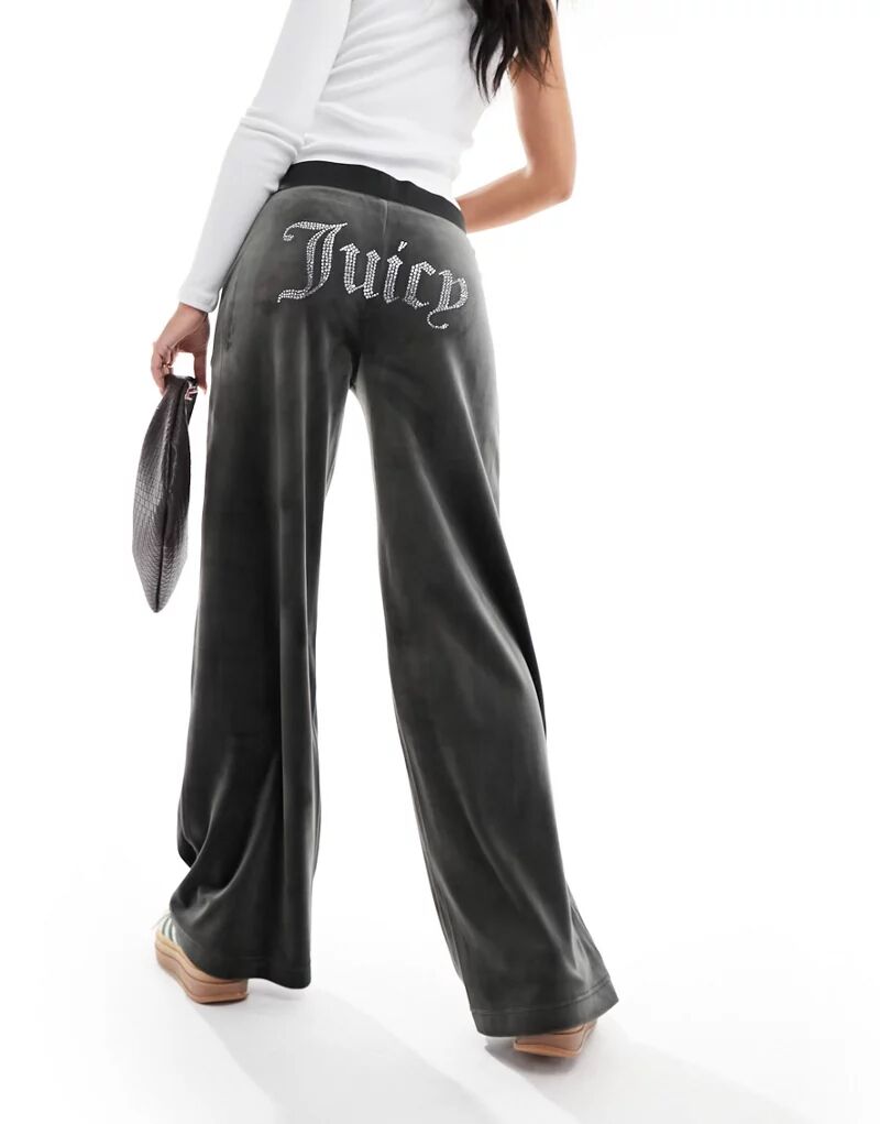 Темно-серые велюровые джоггеры с логотипом Juicy Couture