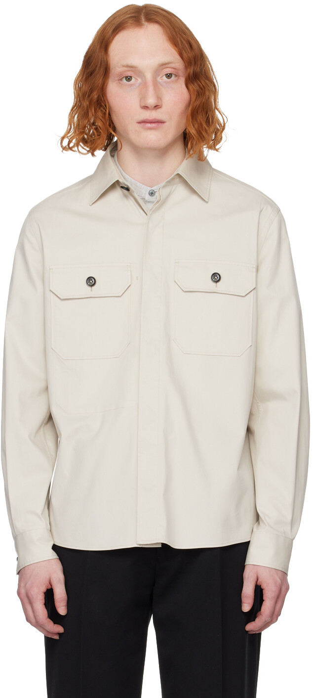 

Бежевая рубашка с карманом Zegna