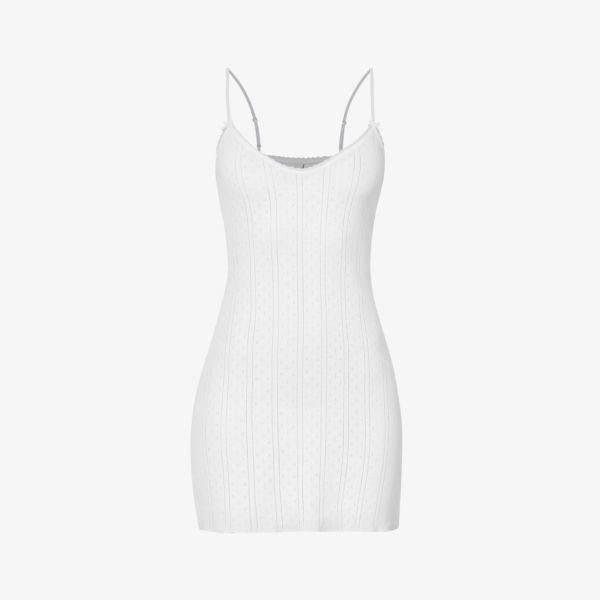 Платье мини без рукавов pointelle из органического хлопка Cou Cou Intimates, белый
