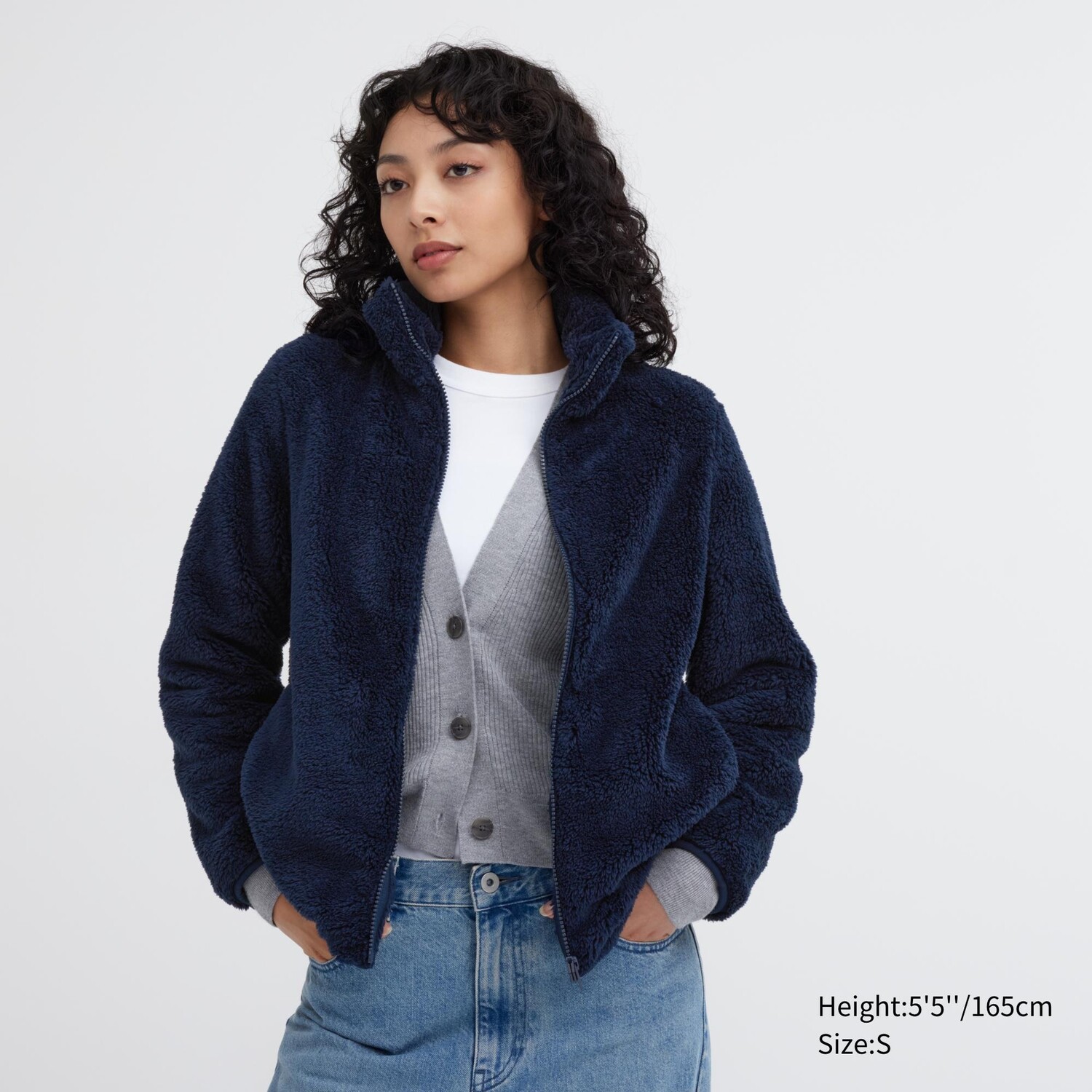 

Пушистая флисовая куртка UNIQLO, темно-синий