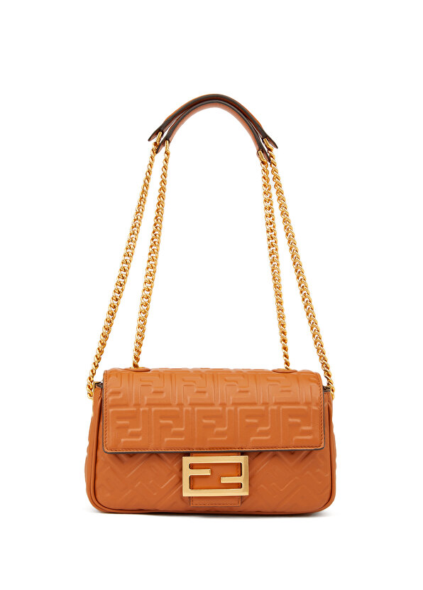 цена Женская кожаная сумка на плечо midi tan с логотипом Fendi