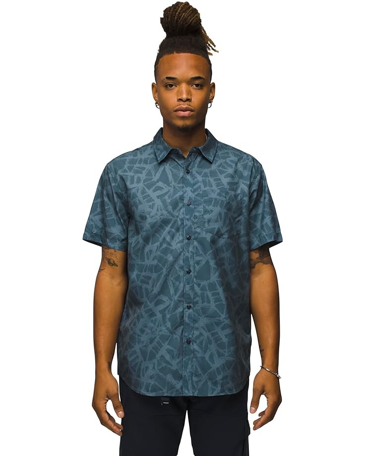 

Рубашка Prana Lost Sol Printed Short Sleeve, цвет Grey Blue Cracked Earth