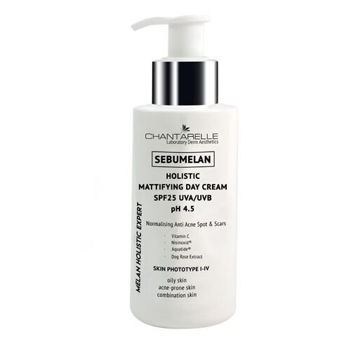 

Матирующий дневной крем SPF25 UVA/UVB pH 4,5, 50мл, Шантарель SEBUMELAN HOLISTIC, CHANTARELLE
