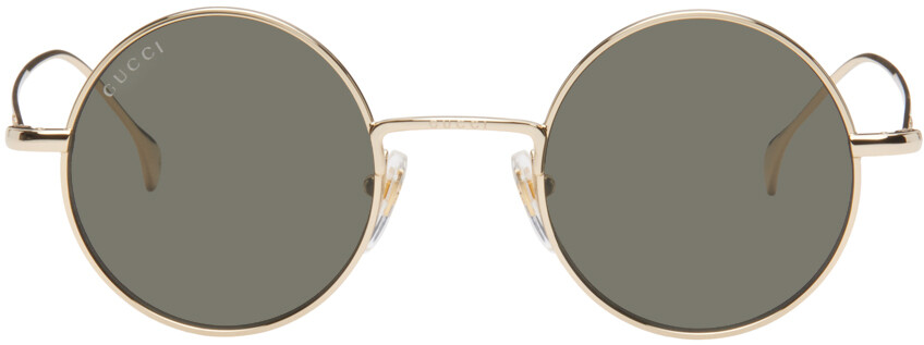 

Золотые круглые солнцезащитные очки Gucci, цвет Gold/Gold/Grey