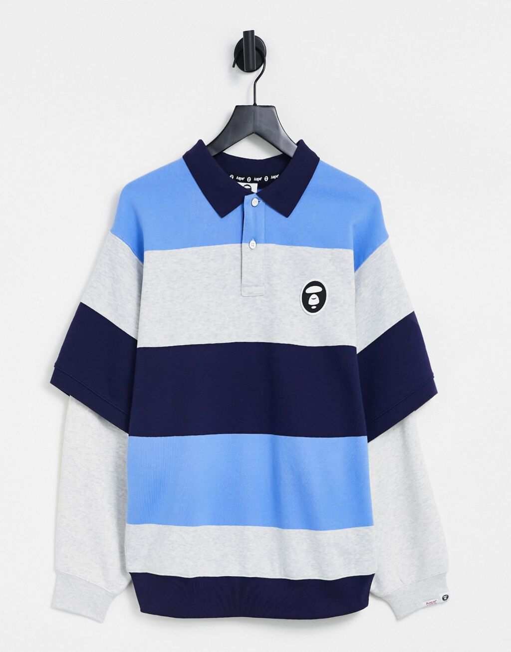 

Синий свитшот в полоску в голливудскую полоску AAPE By A Bathing Ape