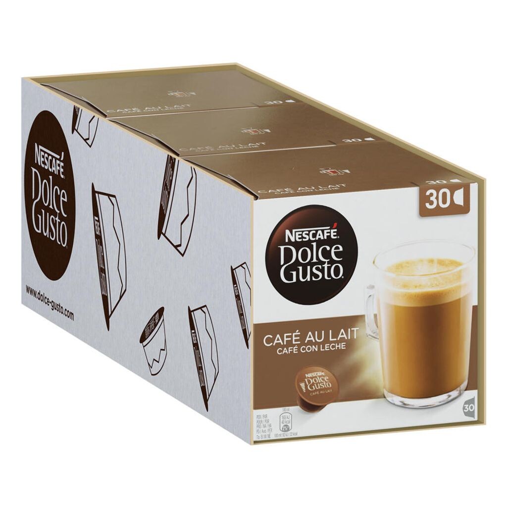 

Nescafé Dolce Gusto Café au lait коробка для хранения, набор из 3 шт., кофе, латте, кофейные капсулы, 3 х 30 капсул Nestlé
