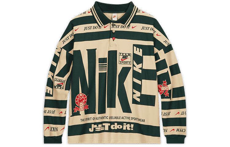 

Поло Nike с длинным рукавом, бежевый-зеленый
