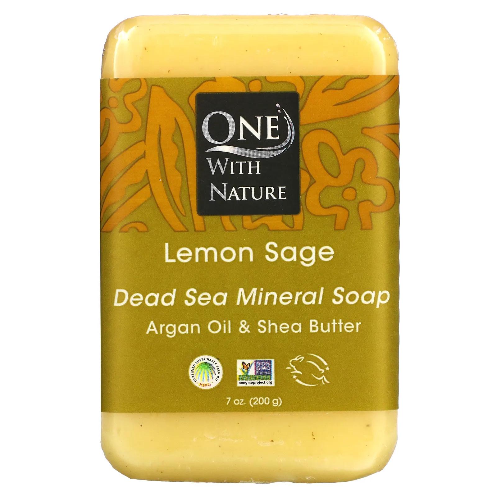 One with Nature Triple Milled Mineral Soap Bar Lemon Sage 7 oz (200 g)
