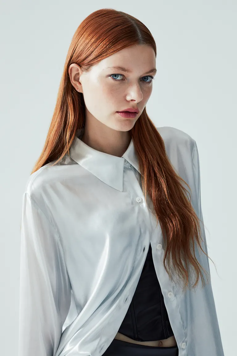 

Атласная рубашка H&M, белый