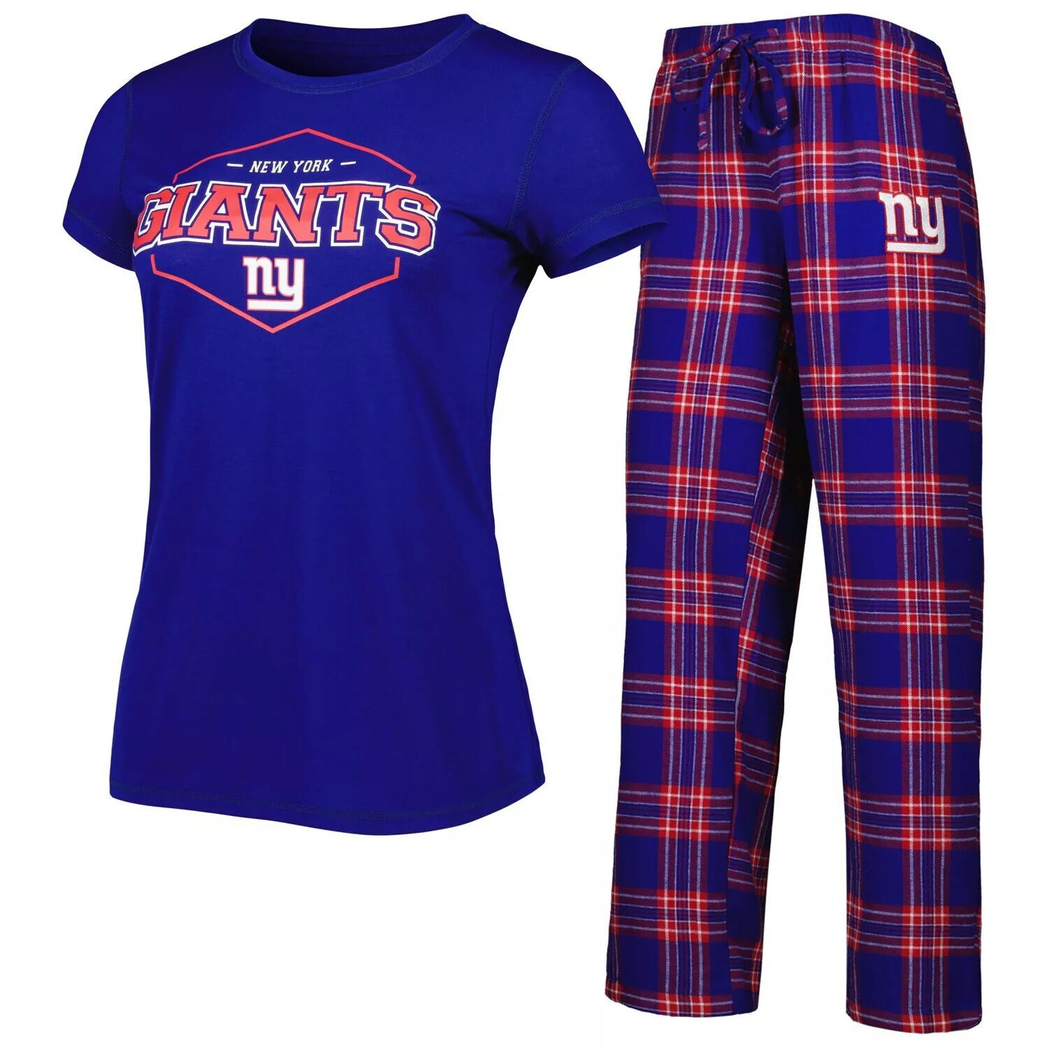 

Женский комплект для сна, футболка и брюки со значком New York Giants Sport Royal/красного цвета