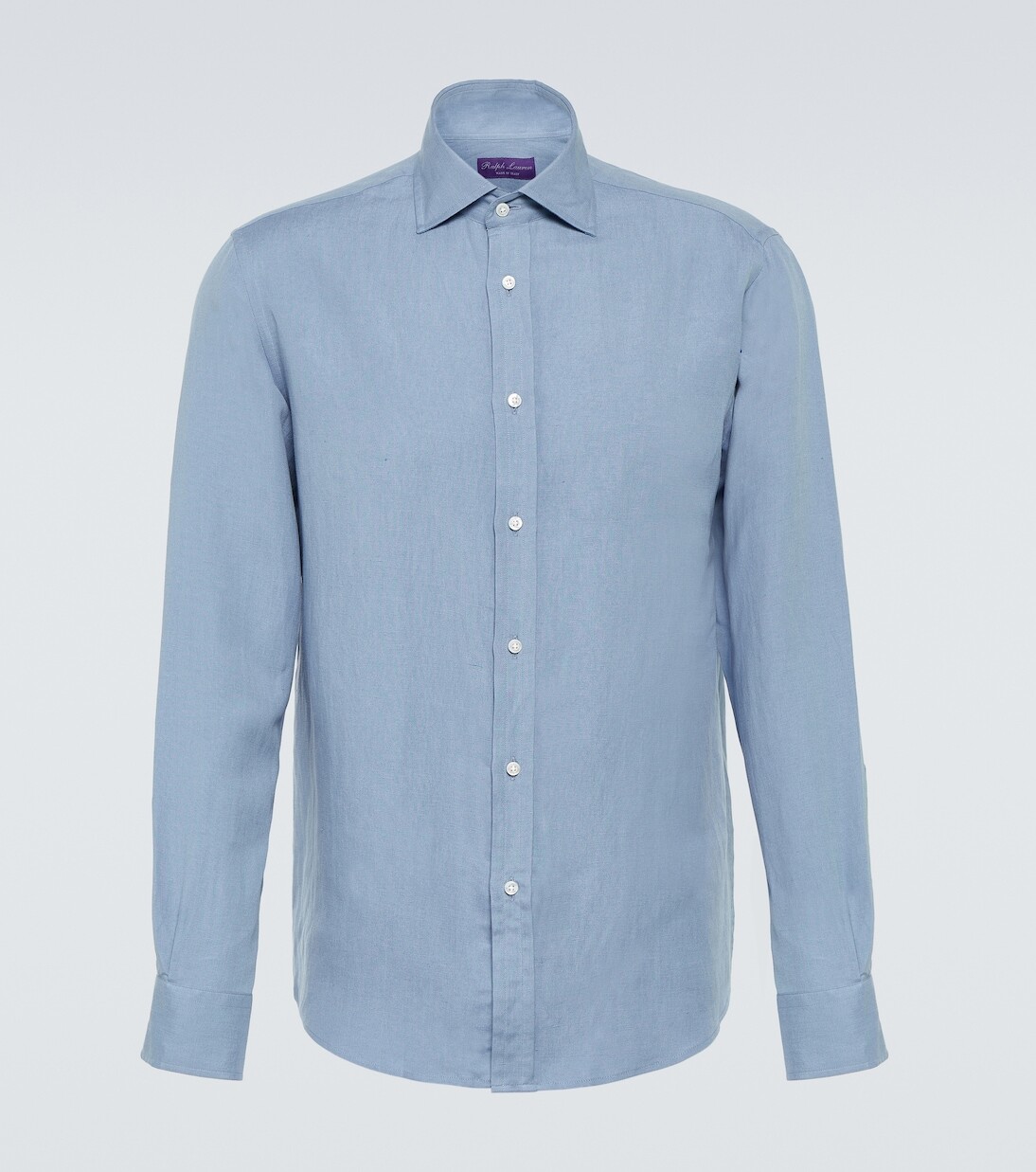 

Рубашка из шелкового и льняного полотна Ralph Lauren Purple Label, синий