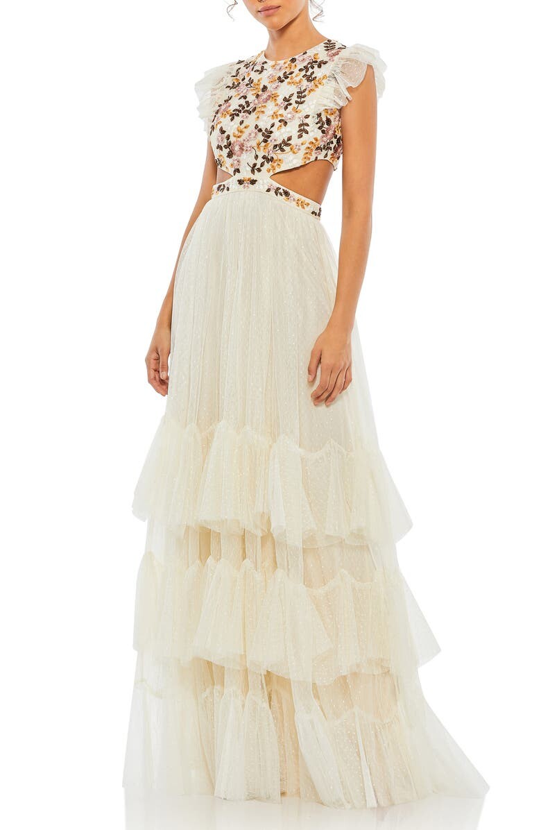 

Ярусное платье с вышивкой MAC DUGGAL