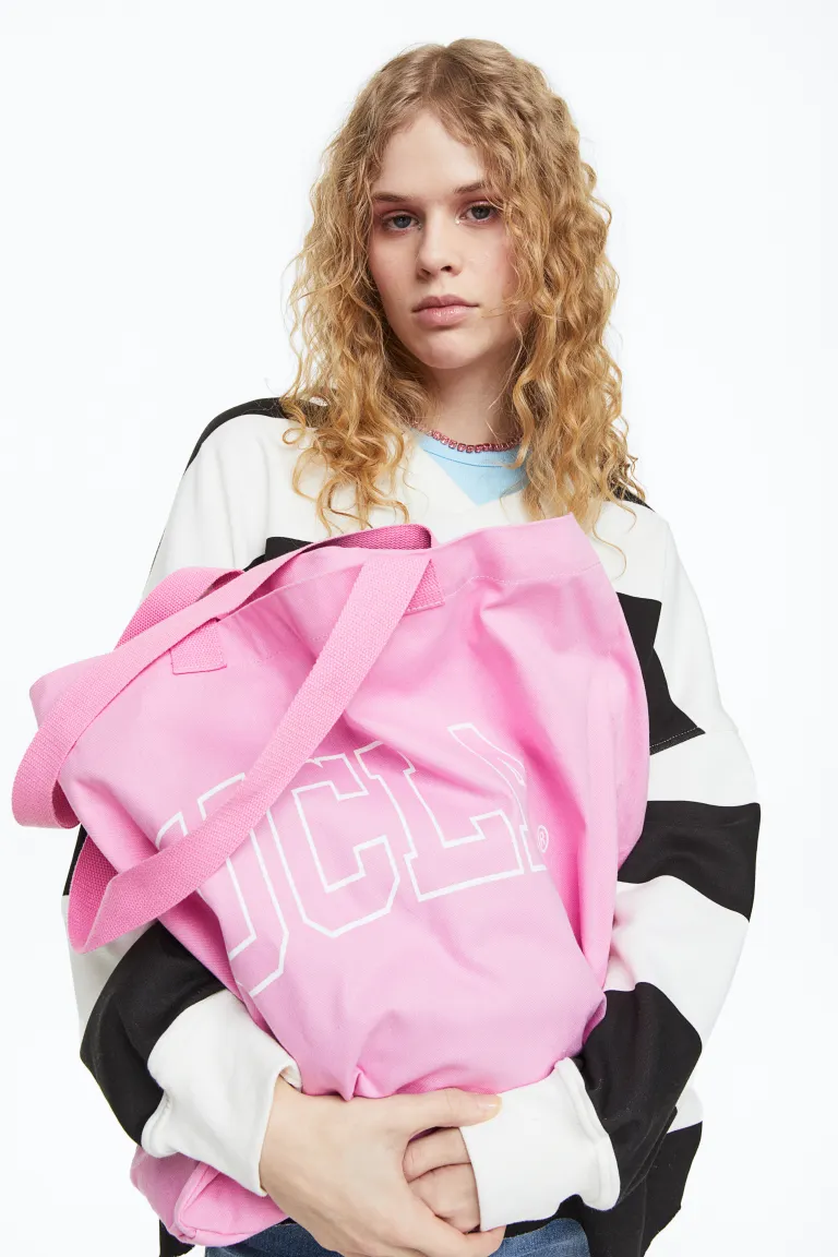 

Холщовая сумка с принтом H&M, розовый