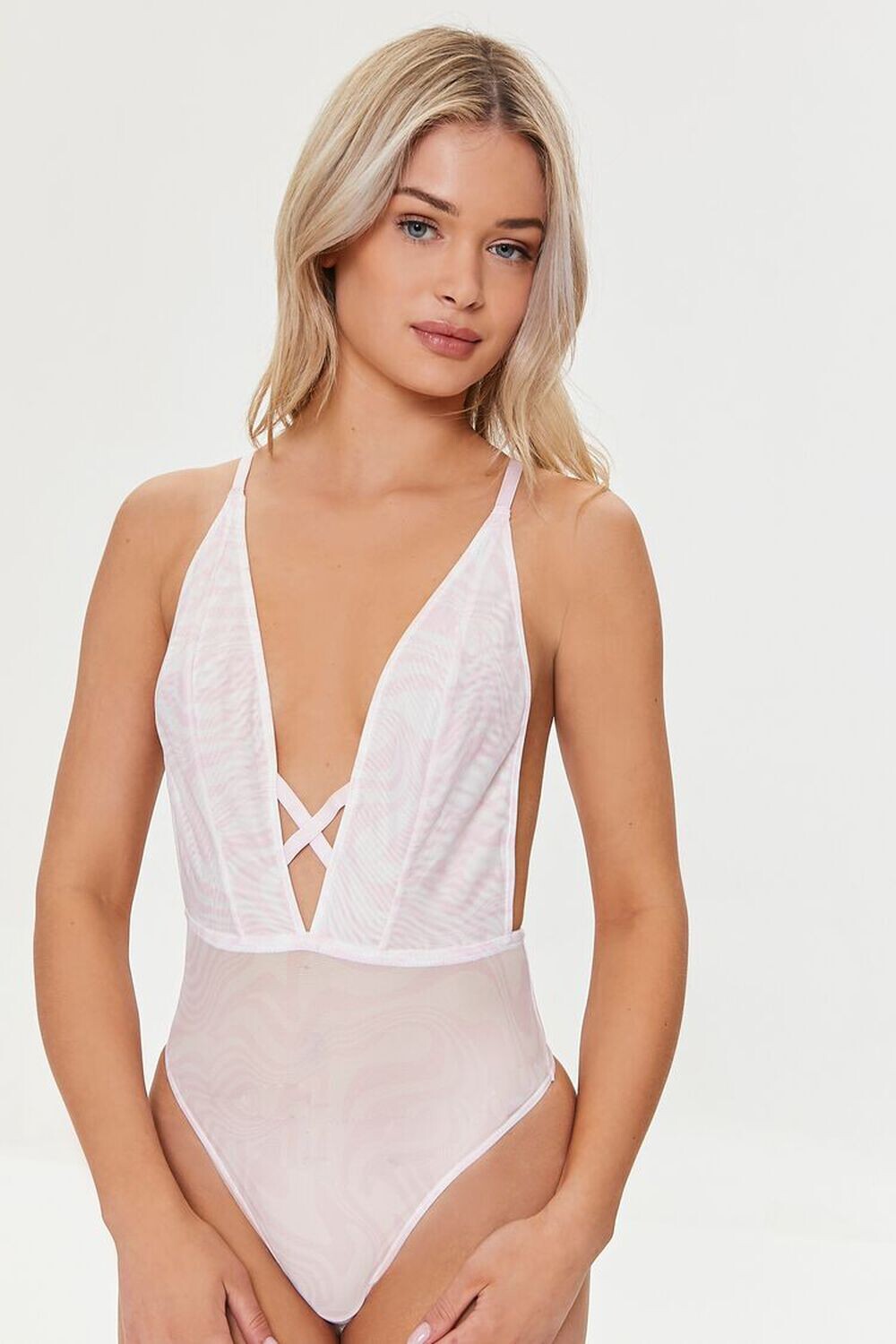 

Боди из нижнего белья с мраморным принтом Forever 21, розовый