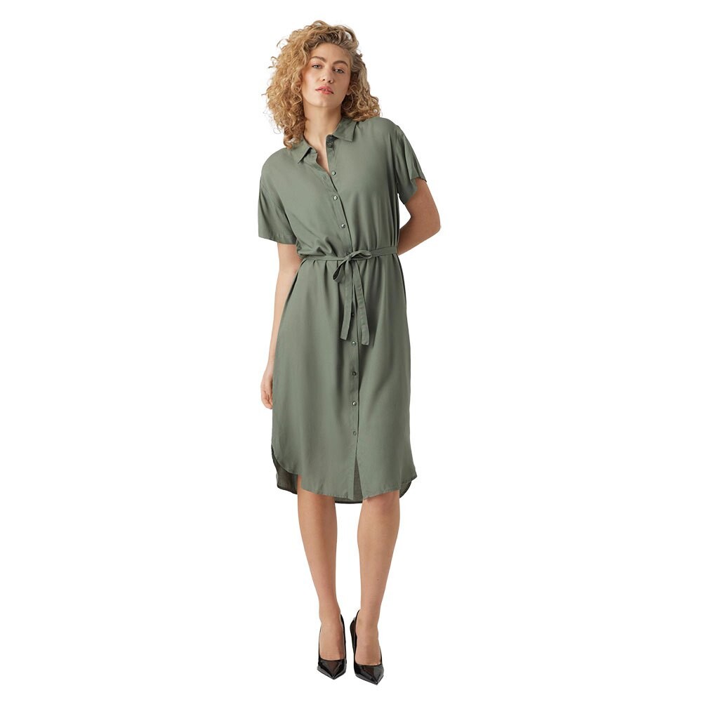 

Платье миди Vero Moda Bumpy Calf Short Sleeve, зеленый