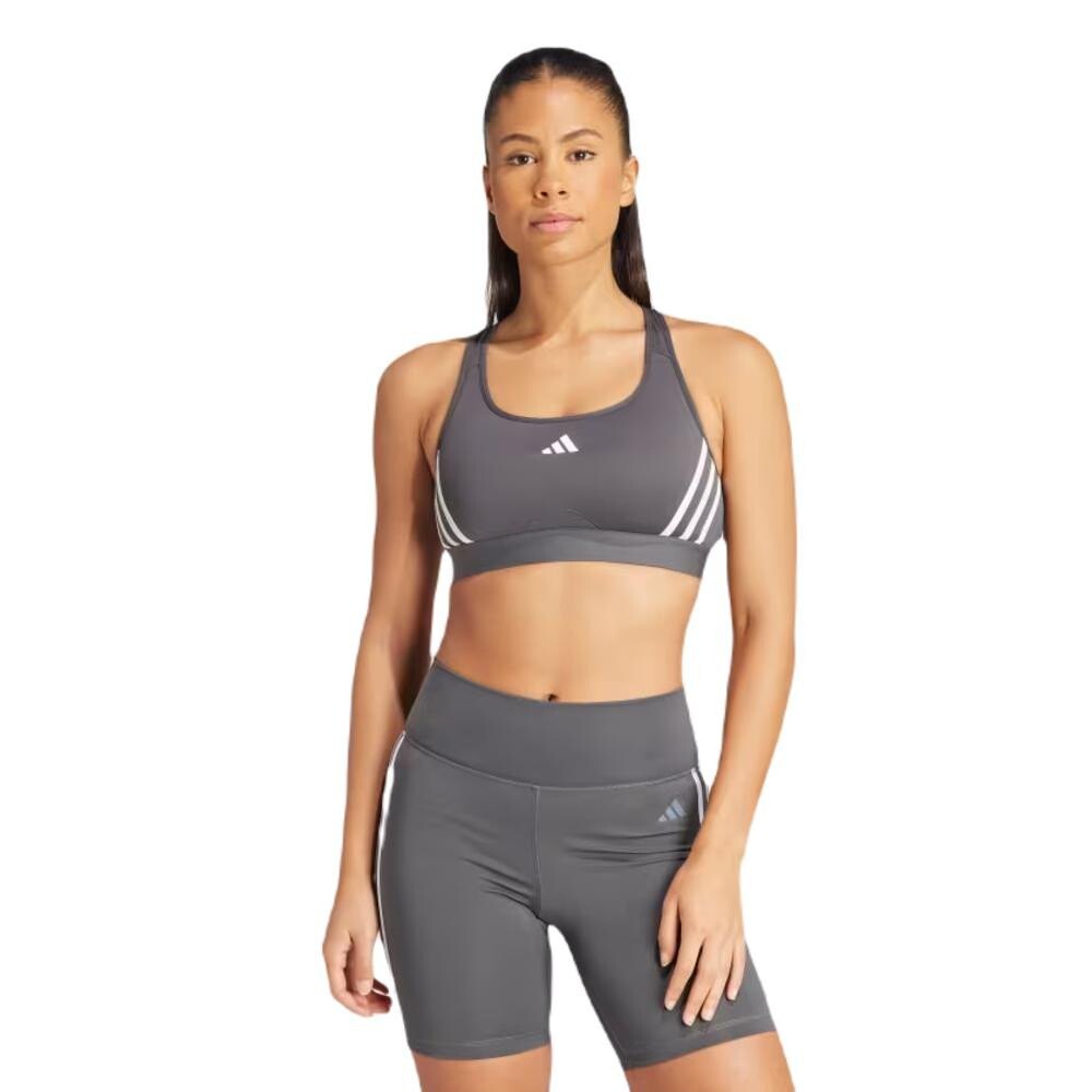 

Спортивный бюстгальтер adidas Powerreact 3 Stripes Medium Support, серый