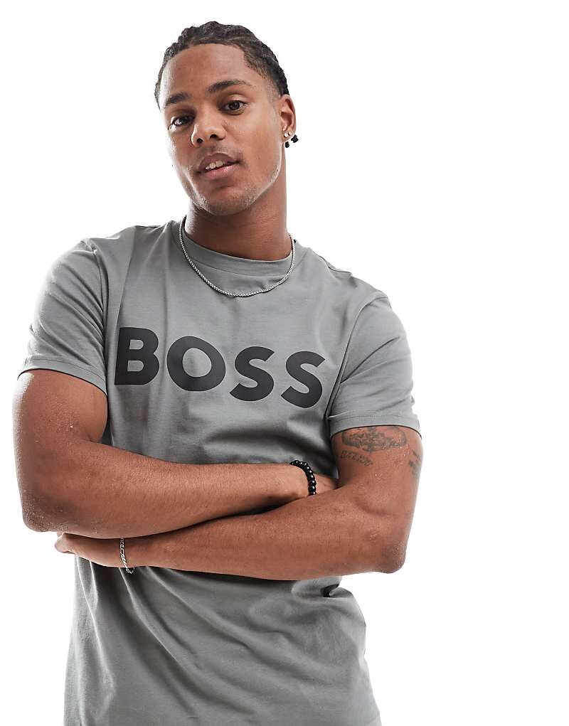 

BOSS Orange – Thinking – футболка зеленого цвета с черным логотипом