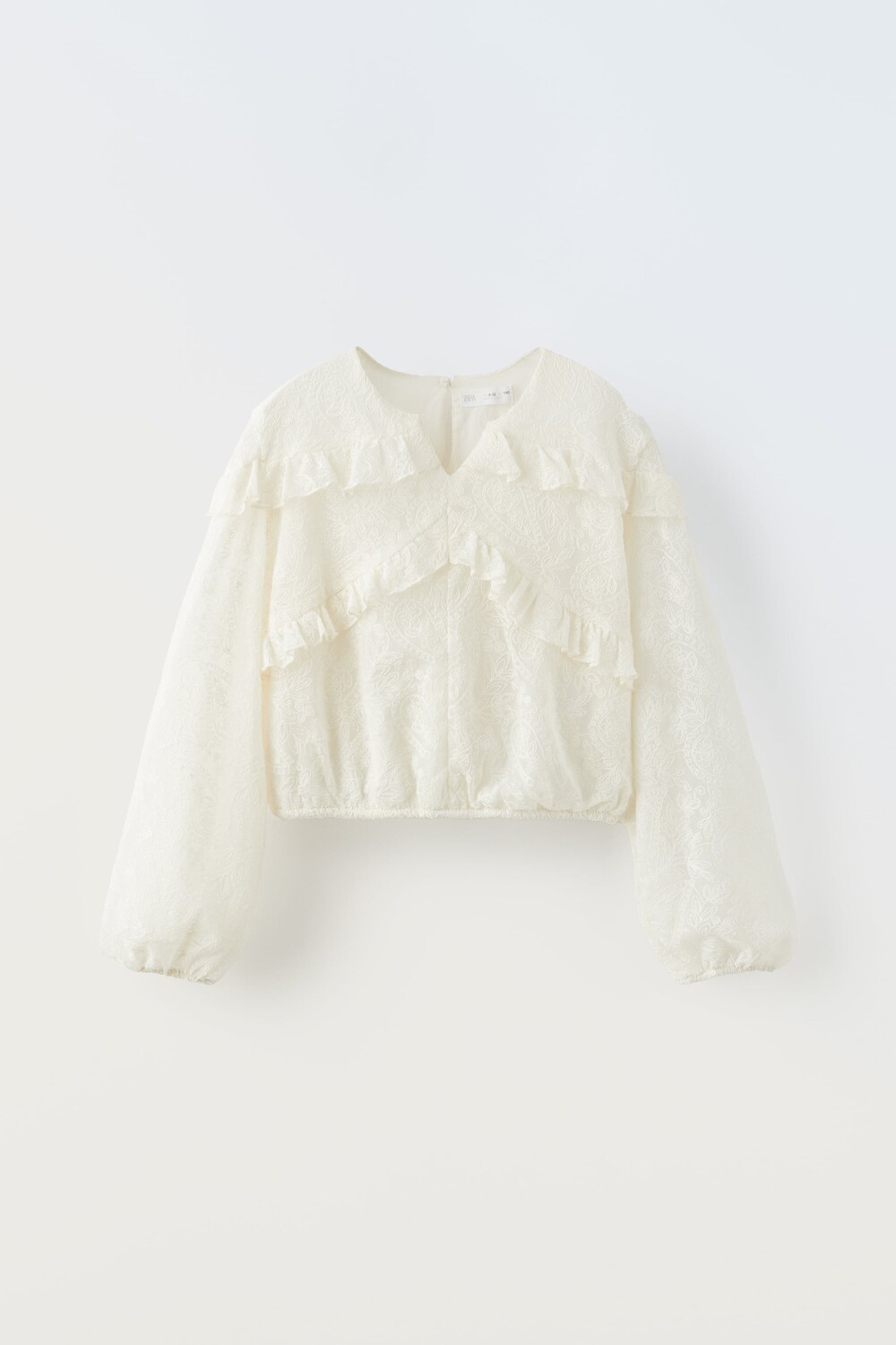 

Блузка из тюля с вышивкой Zara, экрю