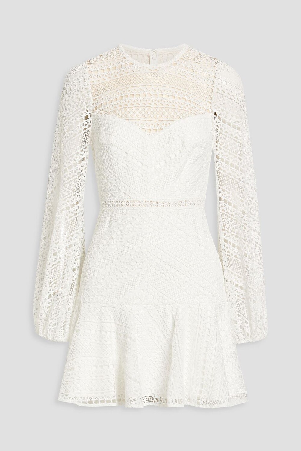 

Платье мини из рифленого кружева макраме ML MONIQUE LHUILLIER, белый